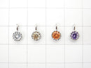 Cubic Zirconia Charm (Silver) 5x5x3mm (8 Colors Available) 1pc