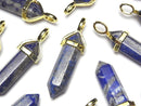 [Video] Lapislazuli AA Double Point Pendant 32x8x8mm Gold color 2pcs