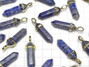 [Video] Lapislazuli AA Double Point Pendant 32x8x8mm Gold color 2pcs