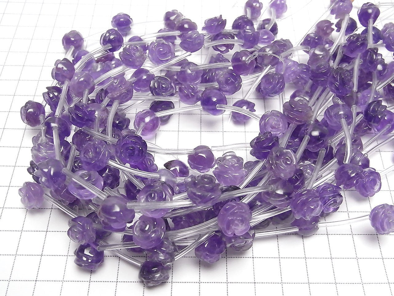 紫水晶 AA++ 玫瑰切割 12mm 半串或 1 串珠（約 12 英吋/30 公分）