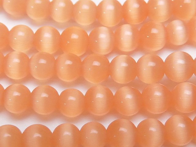 [Video]Light Orange color Cat's Eye Round 4mm 1strand beads (aprx.15inch/36cm)