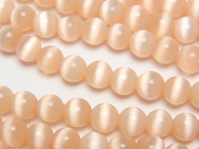 [Video]Light Orange color Cat's Eye Round 6mm 1strand beads (aprx.15inch/36cm)