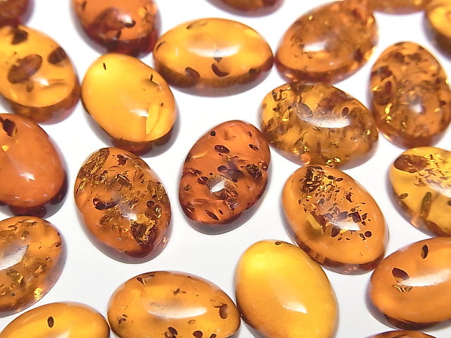 [Video] Cracked Baltic Amber Oval Cabochon 14x10mm 2pcs