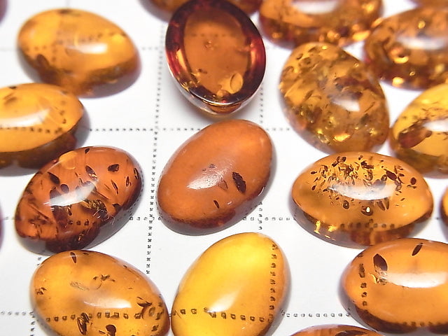 [Video] Cracked Baltic Amber Oval Cabochon 14x10mm 2pcs