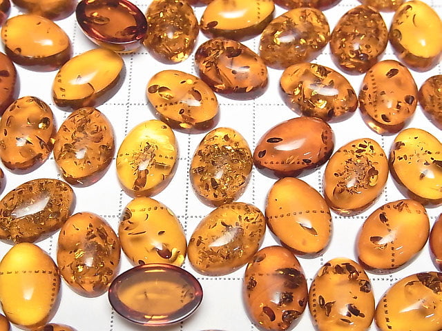 [Video] Cracked Baltic Amber Oval Cabochon 14x10mm 2pcs