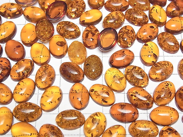 [Video] Cracked Baltic Amber Oval Cabochon 14x10mm 2pcs