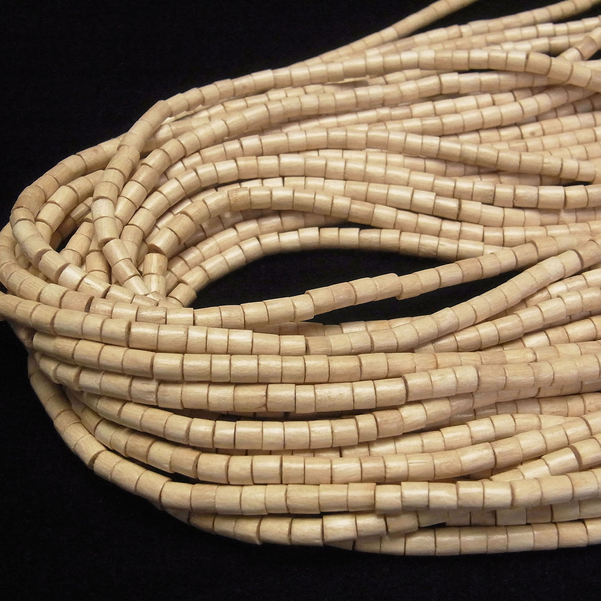 White Wood Tube 4x4x4mm 1strand beads (aprx.15inch/38cm)