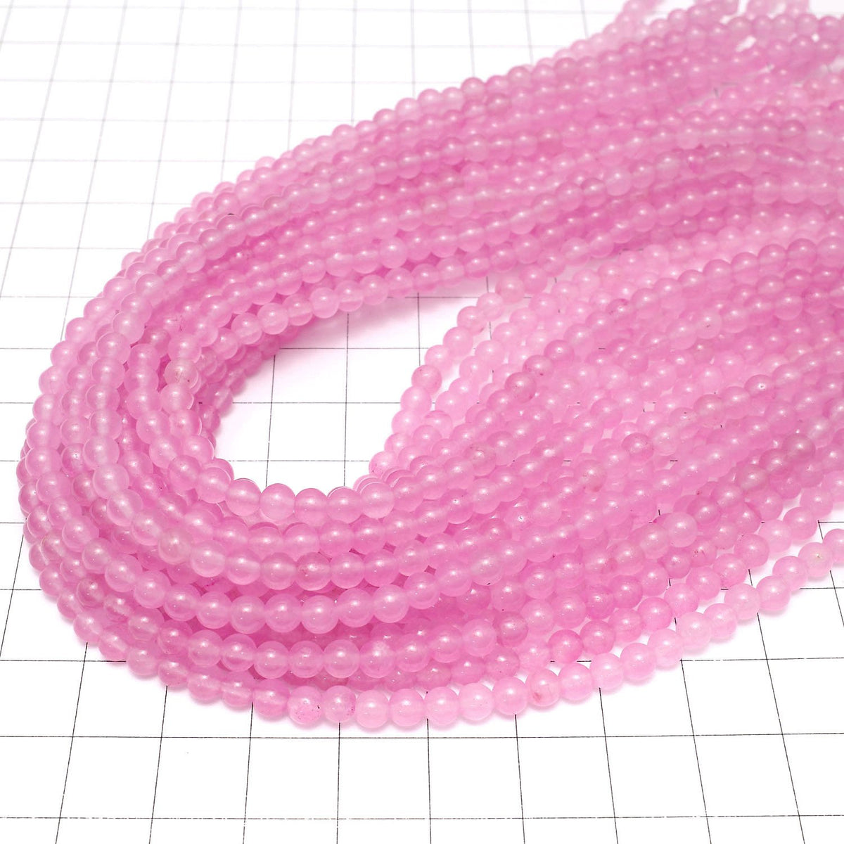 粉紅玉髓圓珠 4mm 2號 (一串約15英吋/38公分)