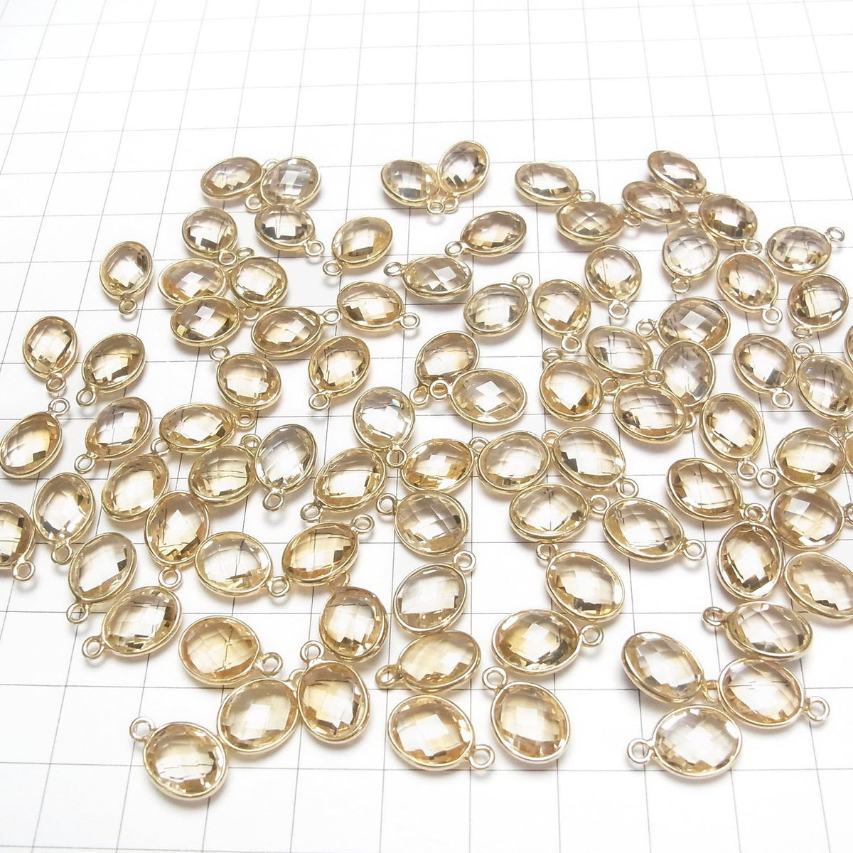 Citrine de haute qualité AAA sertie, ovale facettée 11x9 [un côté] 18KGP 3 pièces