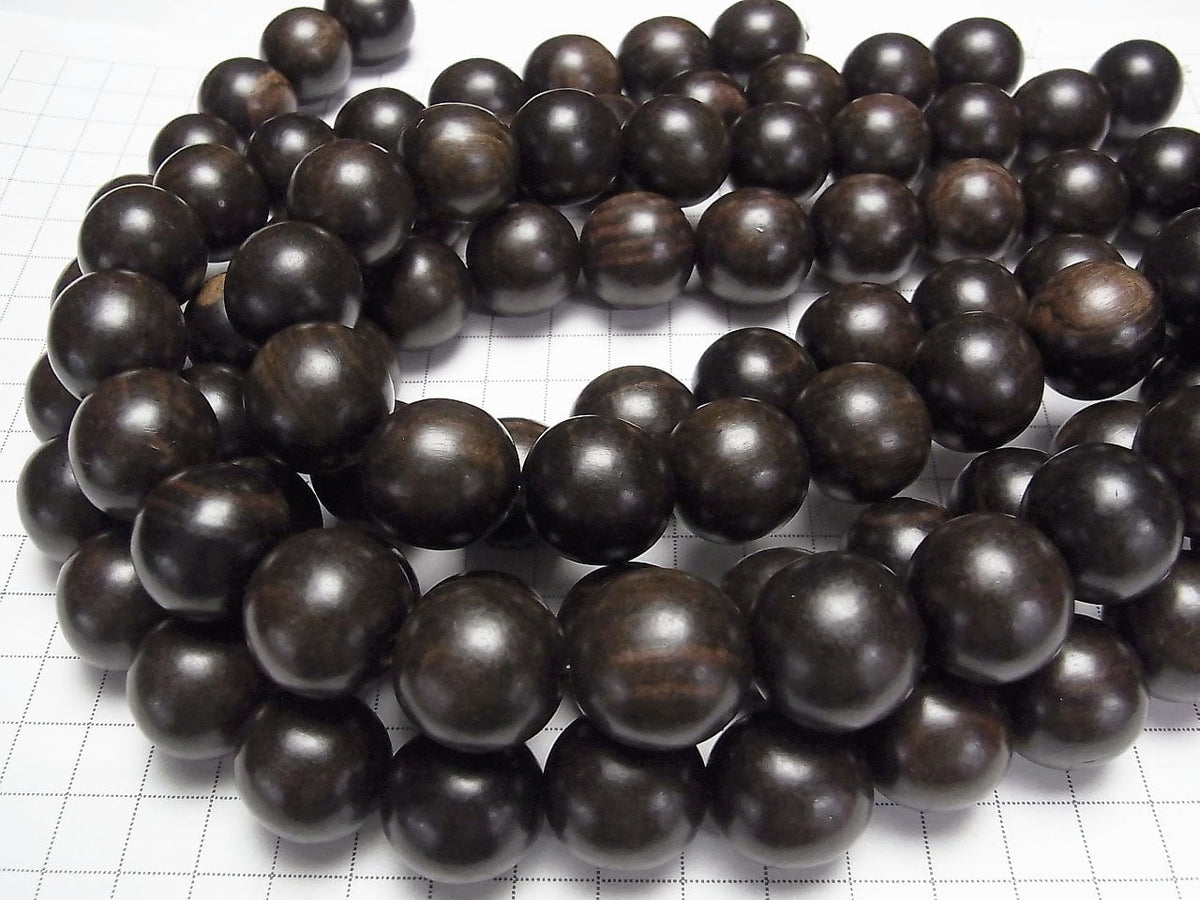 Ebony Wood Semi Round 20mm half or 1strand beads (aprx.15inch/36cm)