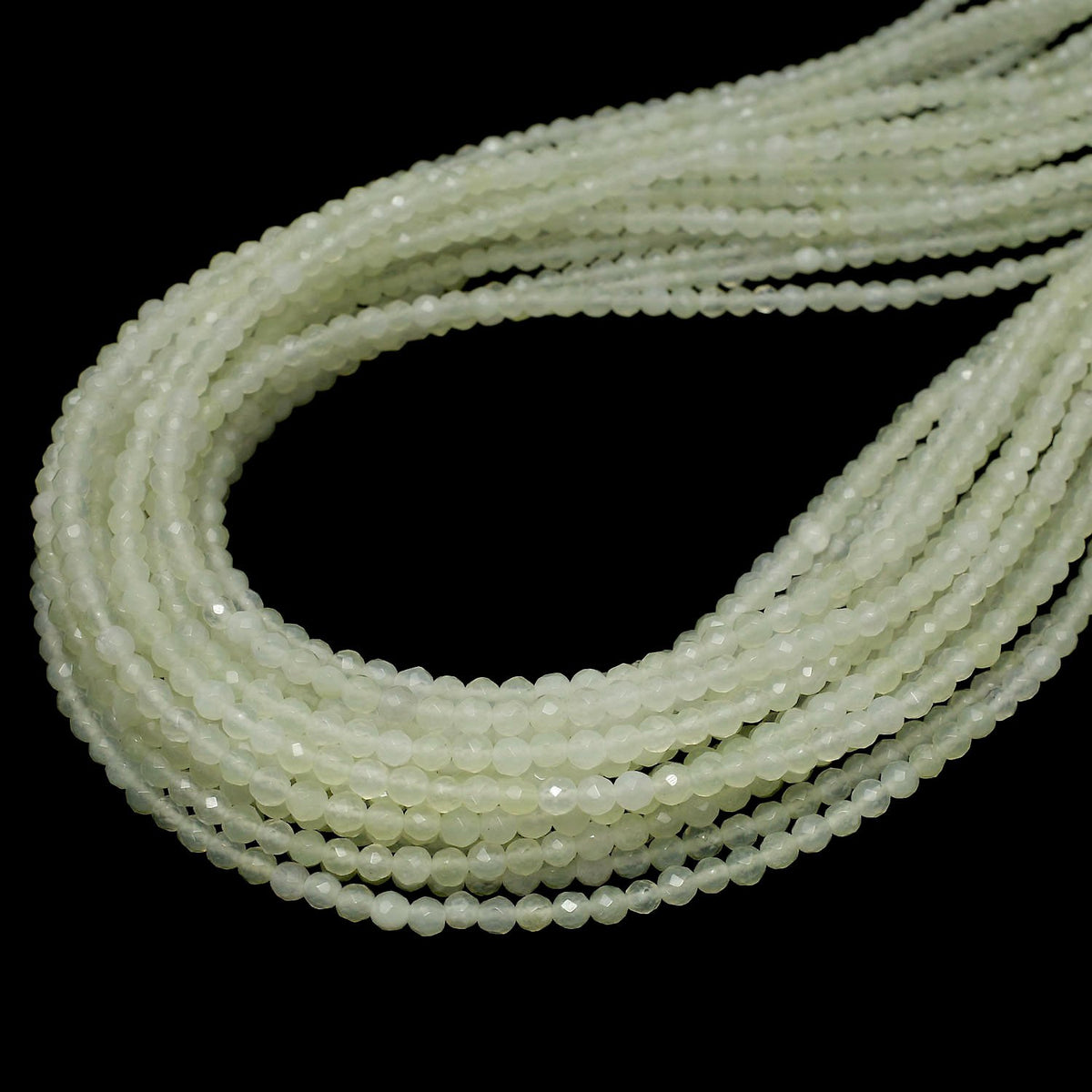 New Jade AA 32 Faceted Round 3 mm 1strand beads (aprx.15 inch / 37 cm)