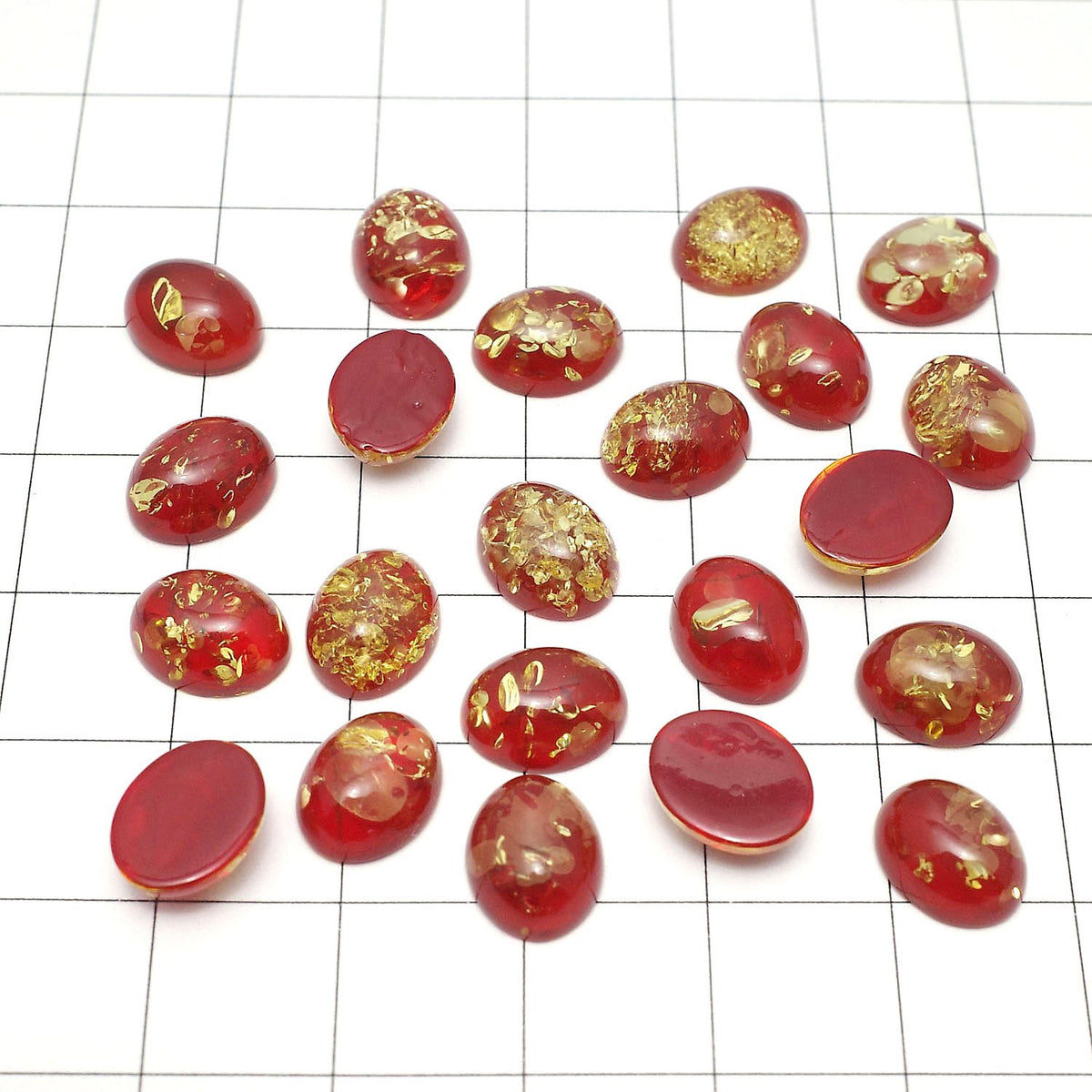 Cracked Red color Amber Oval Cabochon 10x8mm 2pcs