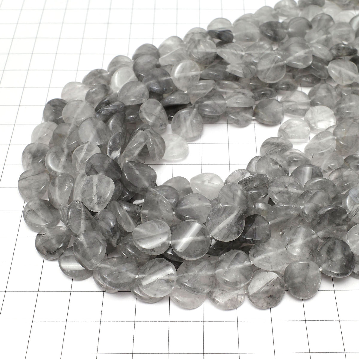 1 rang $9.79! Quartz Gris AA Torsadé Rondelle 12x12x4mm 1 rang de perles (env. 15 pouces / 37cm)