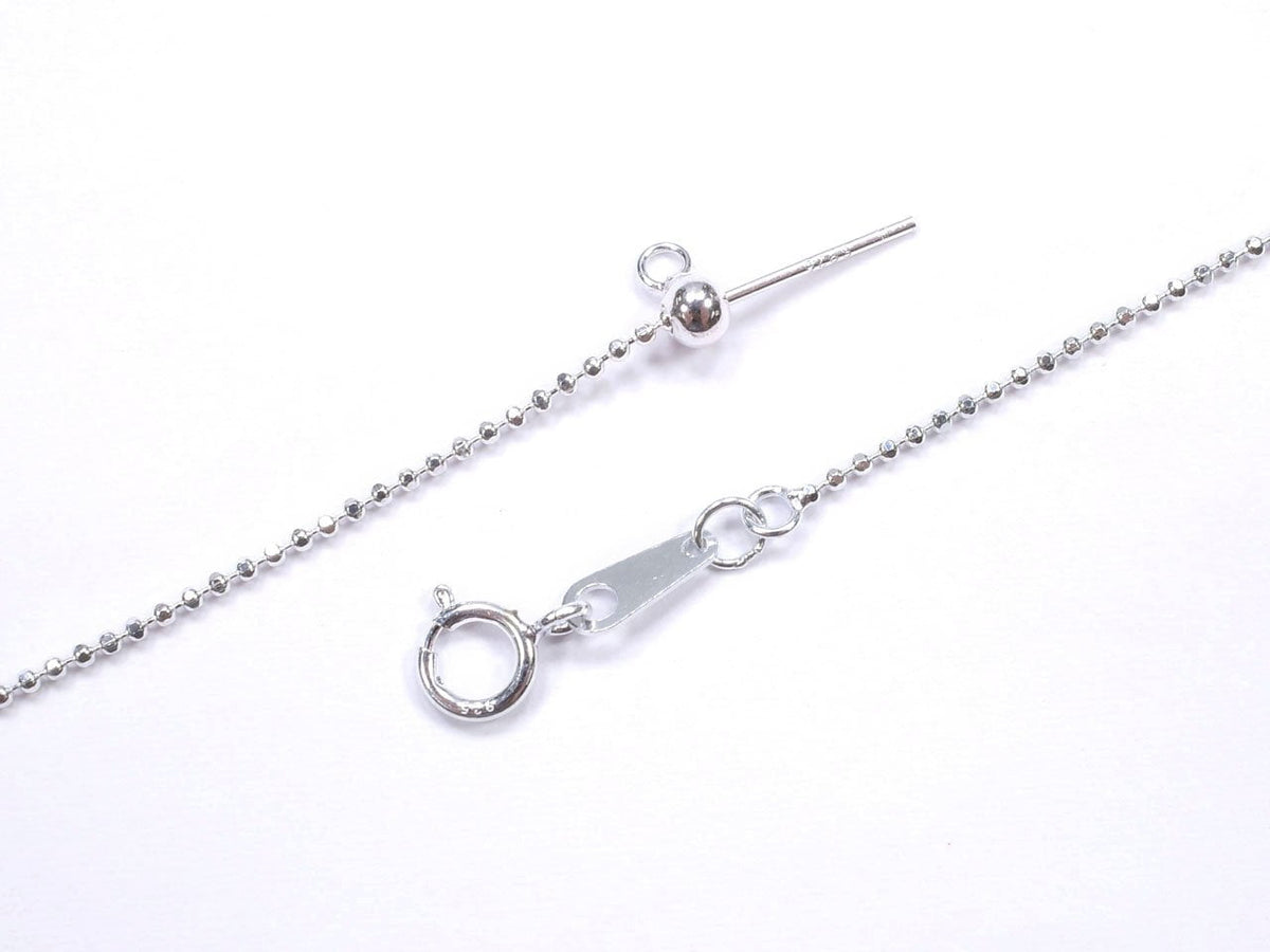 Silber 925 Cut Ball Kette mit Schieberegler 1mm ohne Beschichtung [45cm] Halskette 1 Stück