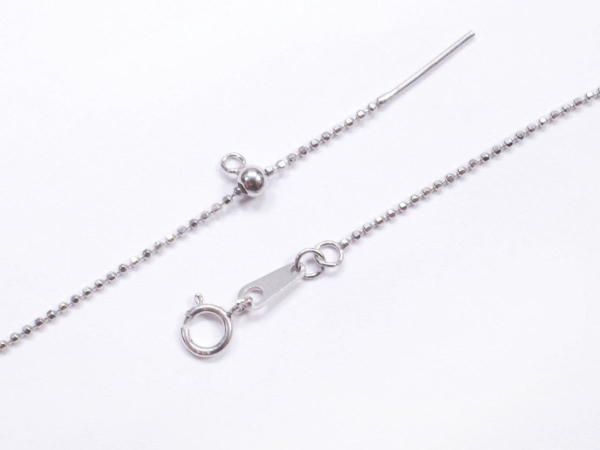 Silber 925 Cut Ball Kette mit Schieberegler 1mm Rhodium beschichtet [45cm] Halskette 1 Stück