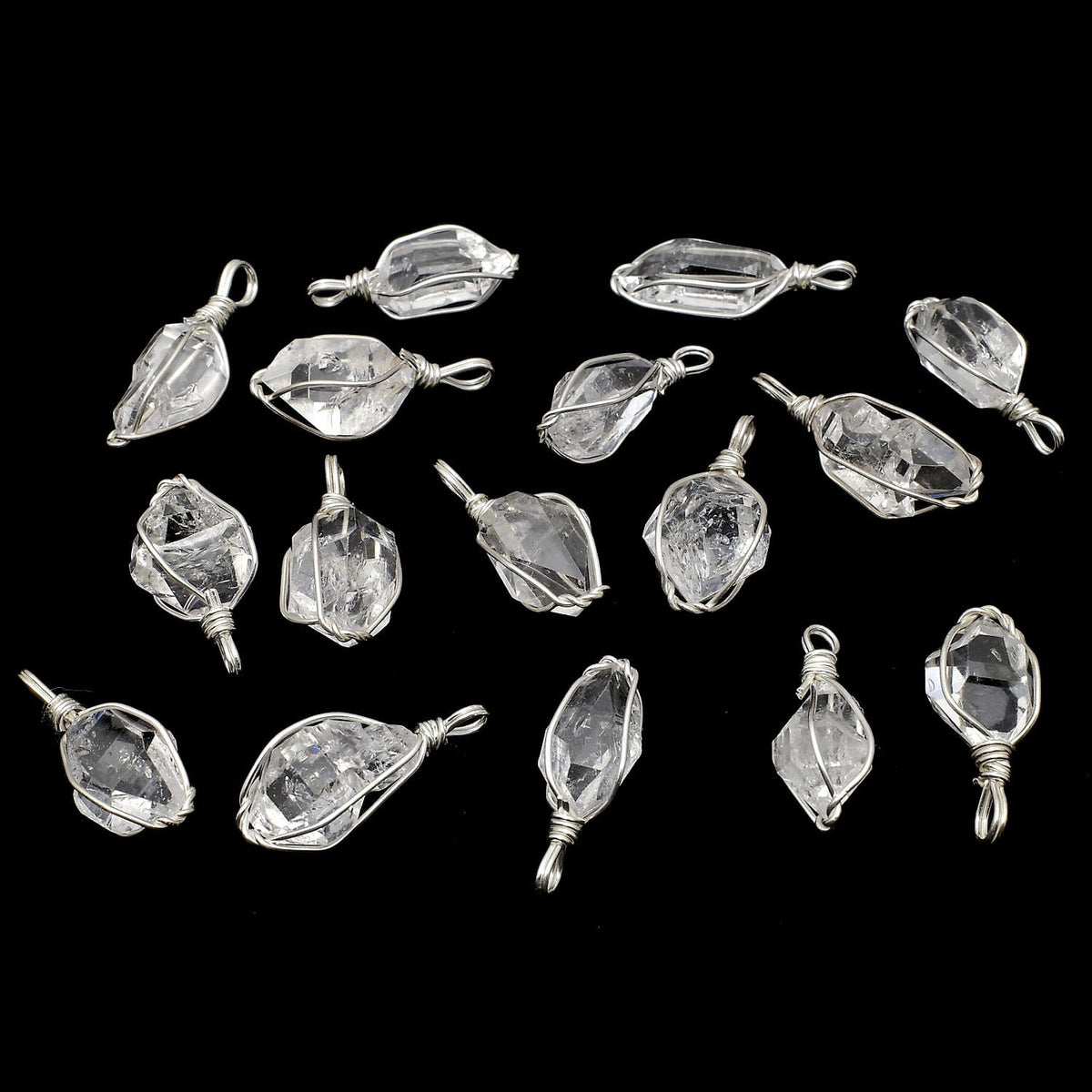 NYHerkimer Diamond AAA Rough Rock Nugget Pendant [L size] Wire frame Silver925 1pc