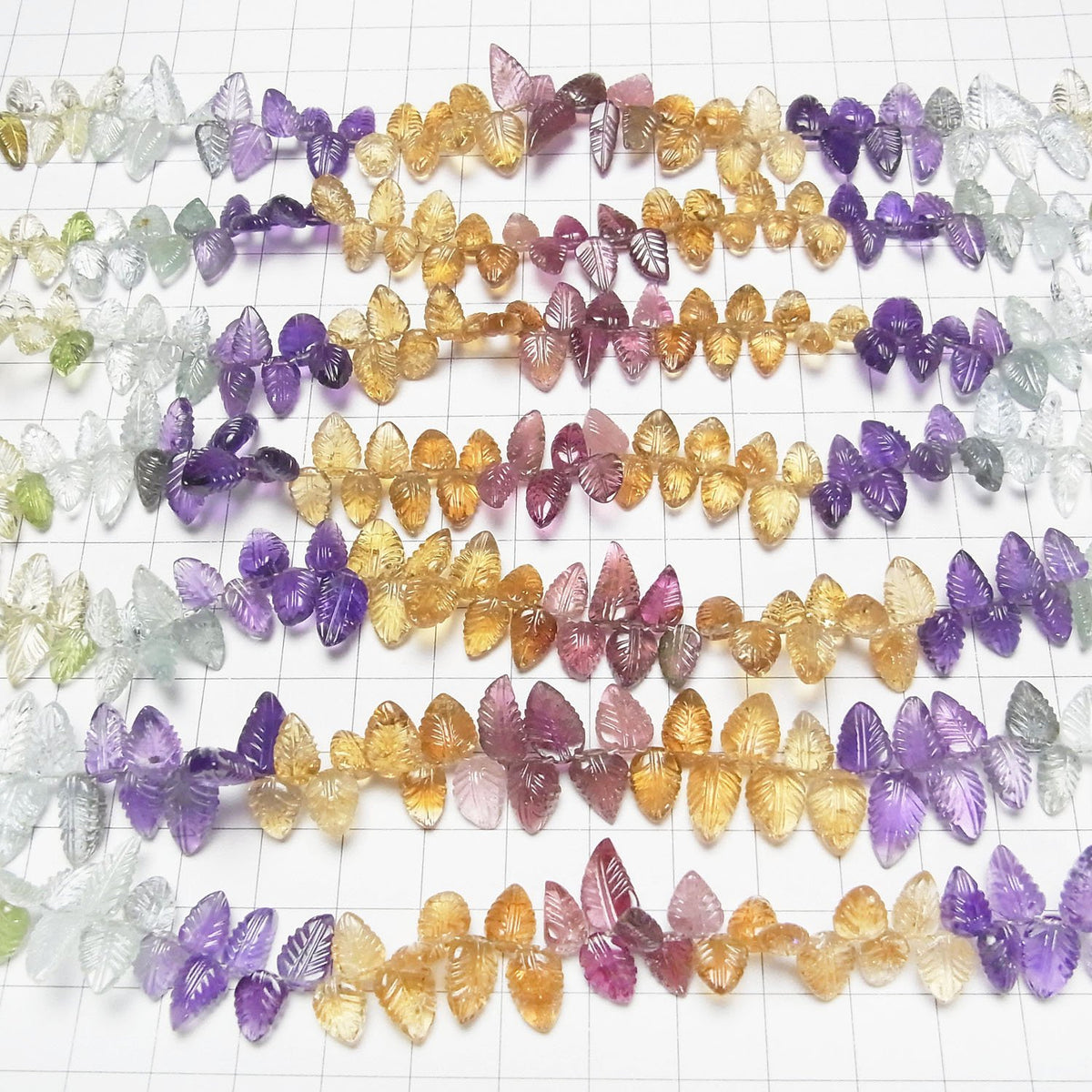 High Quality Mixed Stone AAA Pear shape (Leaf Carving) Faceted Briolette half or 1strand beads (aprx.7inch/18cm)