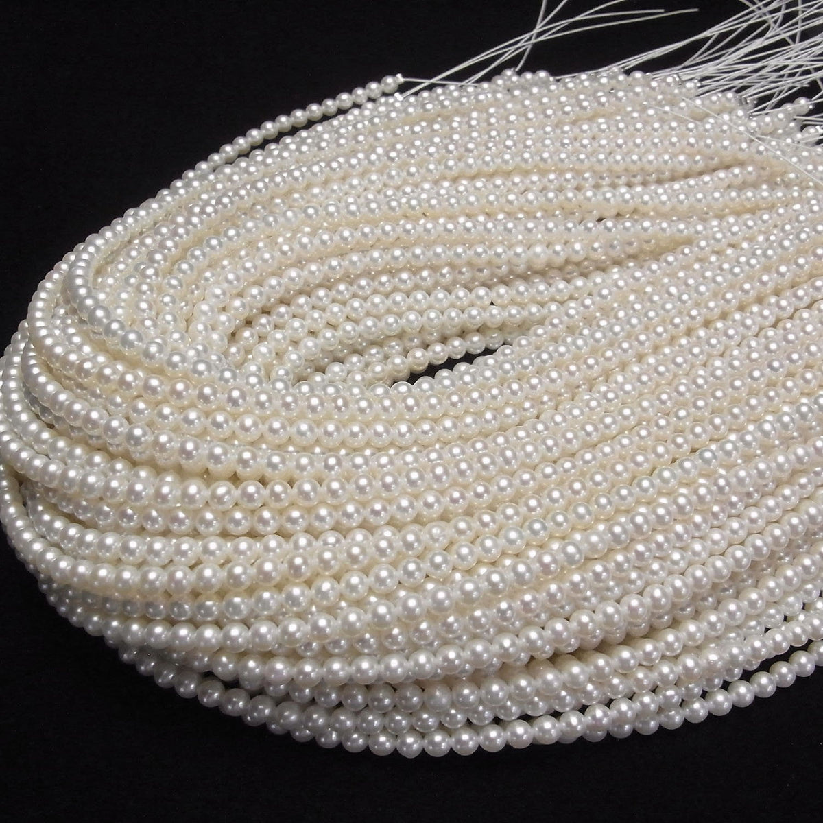 Fresh Water Pearl AAA- Semi Round 4mm White half or 1strand beads (approx. 15 inches/37 cm)