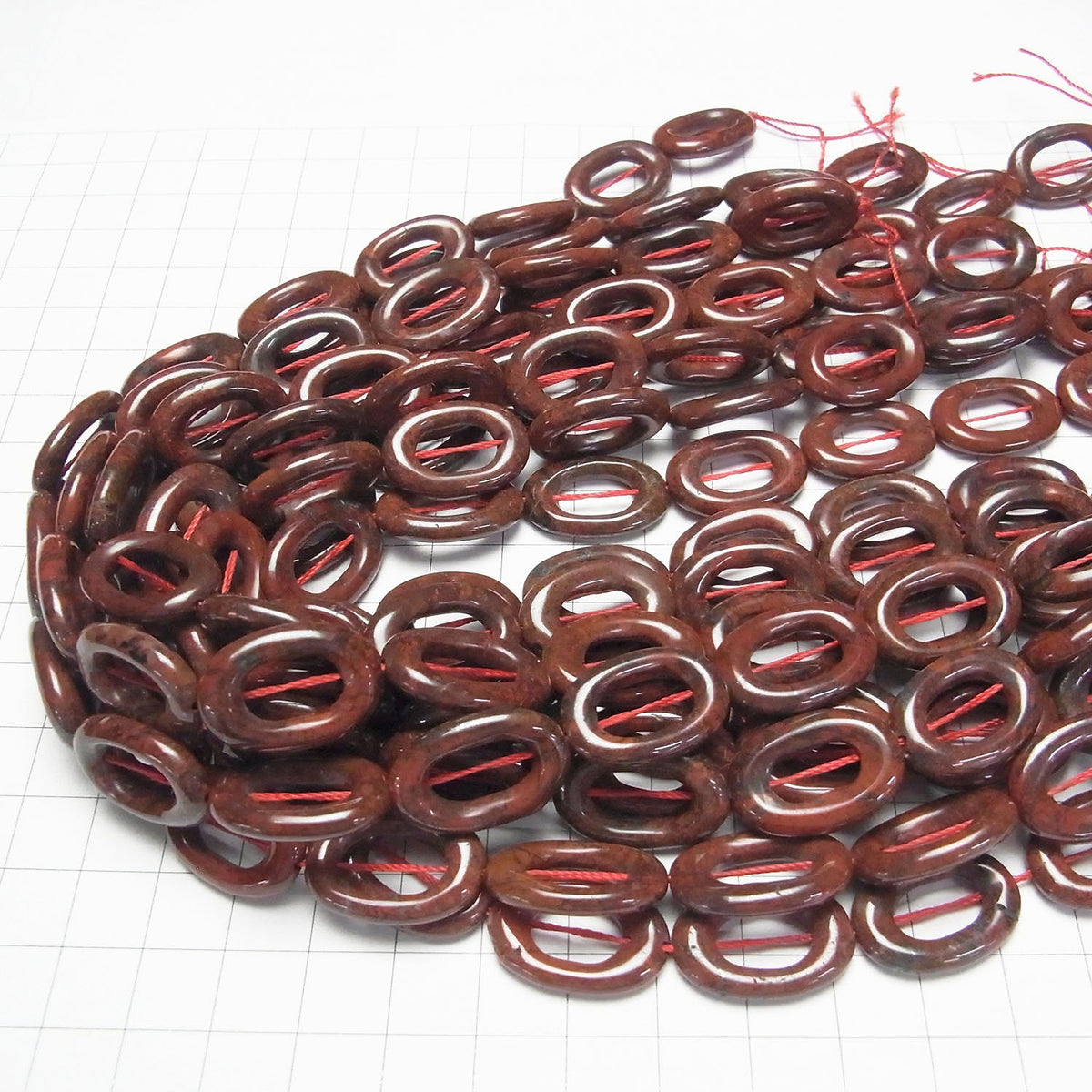 Poppy Jasper Oval (Donut) 22 x 15 x 4 mm half or 1strand beads (aprx.15 inch / 37 cm)