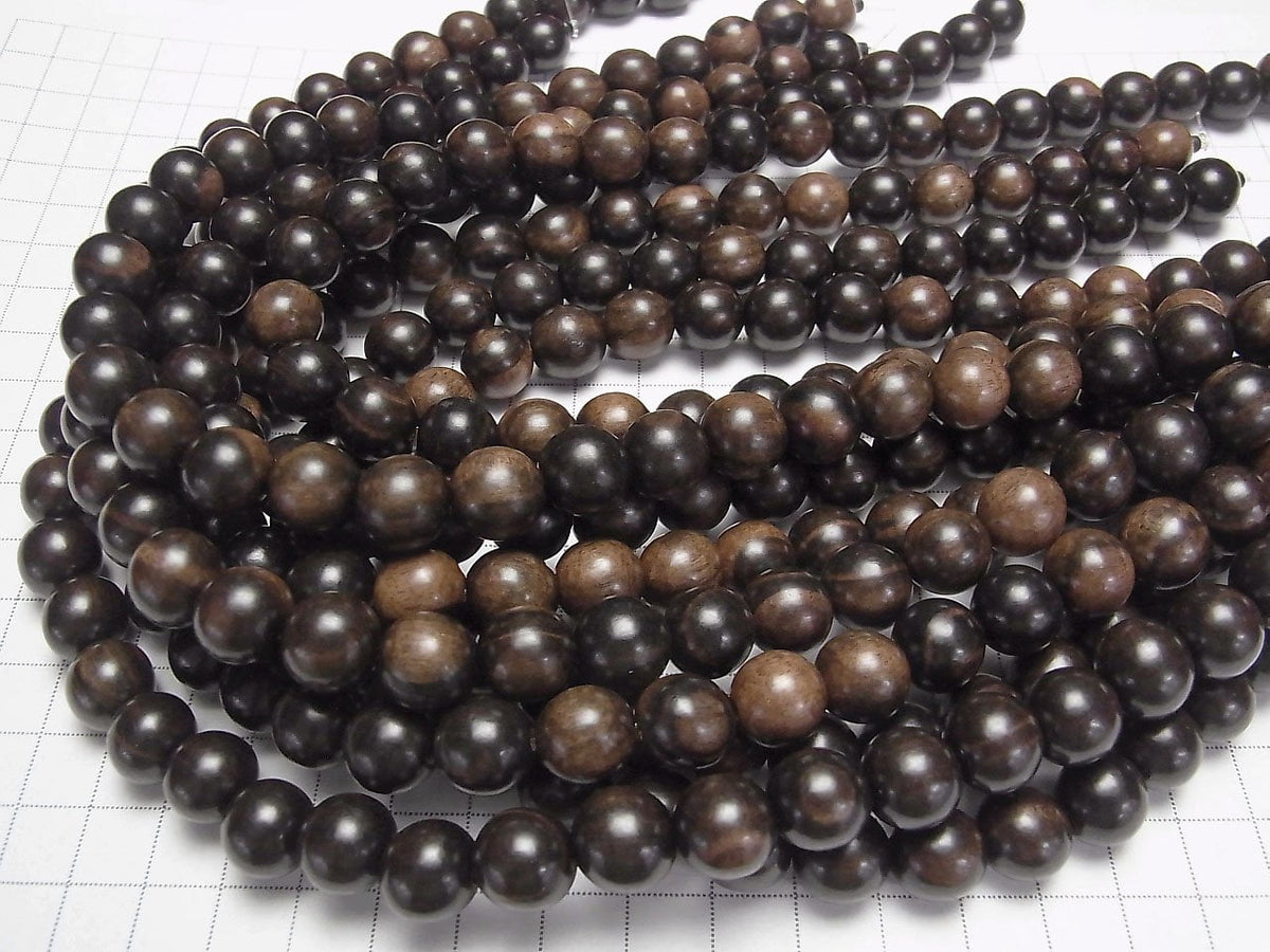 Ebony Wood Semi Round 12mm 1strand beads (aprx.15inch/38cm)