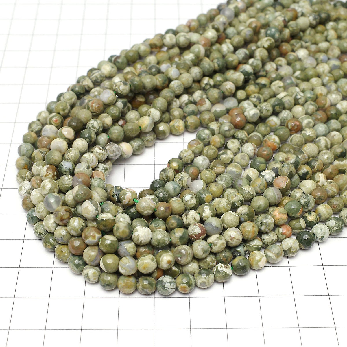 Rainforest Rhyolite 128Faceted Round 6mm half or 1strand beads (aprx.15inch/37cm)