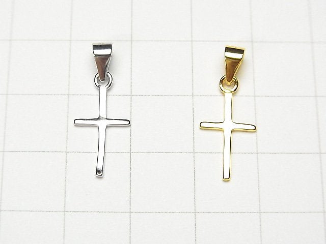 Silver925 Pendant Cross 18x9mm [Rhodium Plated ][18KGP]