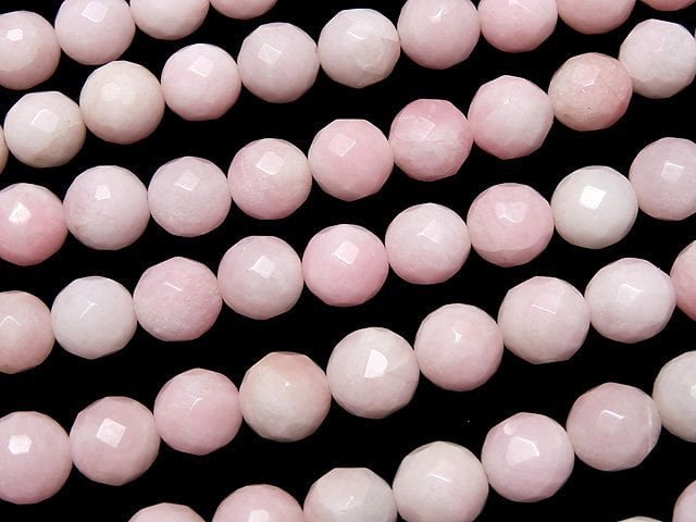 Pink & White Jade 64Faceted Round 10mm 1strand beads (aprx.15inch/37cm)