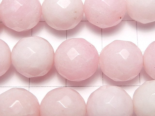 1strand $8.79! Pink & White Jade 64Faceted Round 12mm 1strand beads (aprx.15inch / 37cm)