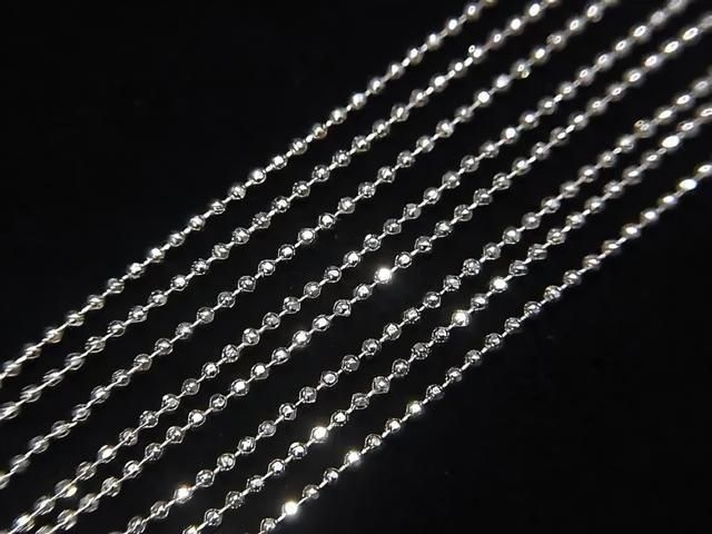 Silver 925 Cut Ball Chain 1.0mm Rhodium Plated [40cm][45cm][50cm] Necklace 1pc