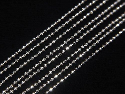 Silver 925 Cut Ball Chain 1.0mm Rhodium Plated [40cm][45cm][50cm] Necklace 1pc