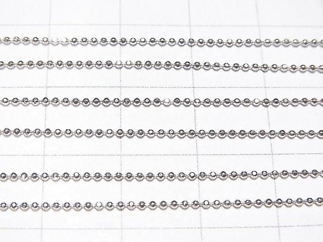 Silver 925 Cut Ball Chain 1.0mm Rhodium Plated [40cm][45cm][50cm] Necklace 1pc