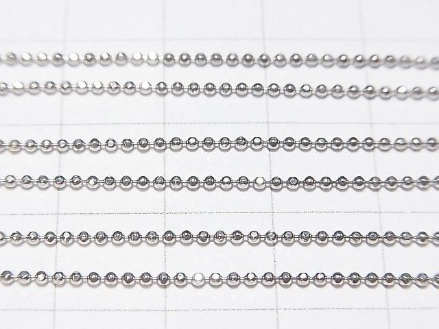 Silver 925 Cut Ball Chain 1.2mm Rhodium Plated [40cm][45cm][50cm] Necklace 1pc