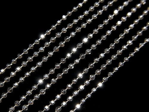 Silver925 Cut Ball Chain 1.5mm Rhodium Plated [38cm][40cm][45cm][50cm] Necklace 1pc