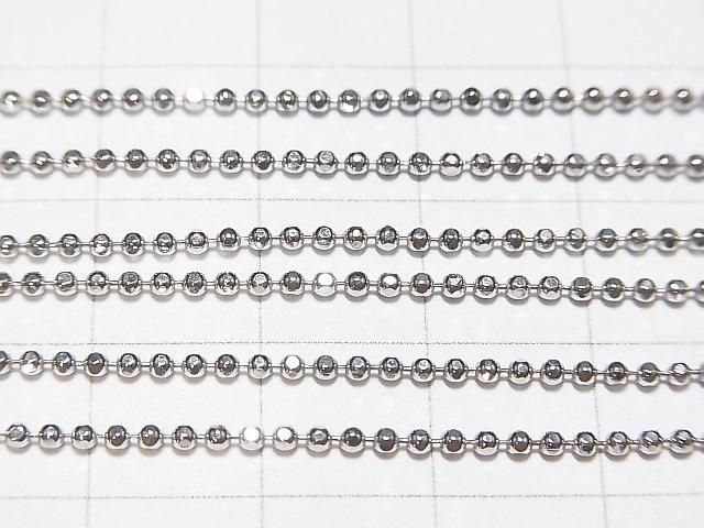 Silver 925 Cut Ball Chain 1.5mm Rhodium Plated [38cm][40cm][45cm][50cm] Necklace 1pc
