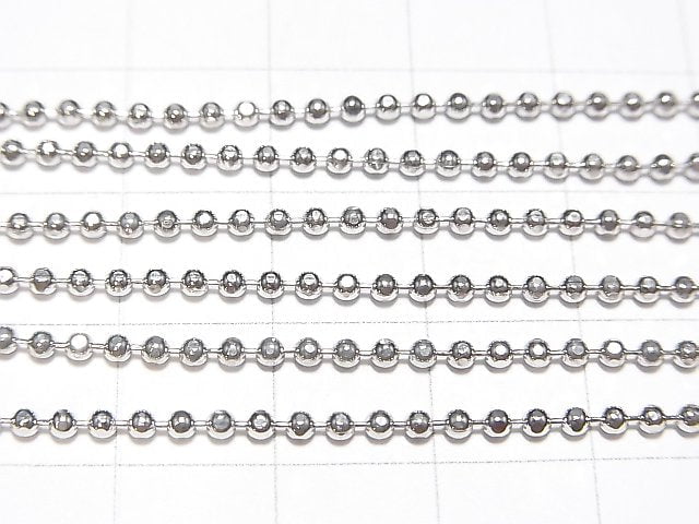 Silver925 Cut Ball Chain 1.8mm Rhodium Plated [38cm][40cm][45cm][50cm][60cm] Necklace 1pc