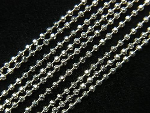 Silver925 Cut Ball Chain 1.8mm Rhodium Plated [38cm][40cm][45cm][50cm][60cm] Necklace 1pc