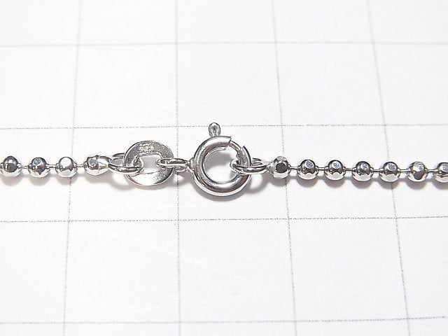 Silver925 Cut Ball Chain 2mm Rhodium Plated [38cm][40cm][45cm][50cm] Necklace 1pc