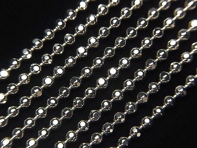 Silver 925 Cut Ball Chain 2.5mm Rhodium Plated [45cm][50cm][60cm] Necklace 1pc
