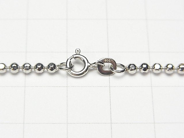 Silver925 Cut Ball Chain 2.5mm Rhodium Plated [45cm][50cm][60cm] Necklace 1pc