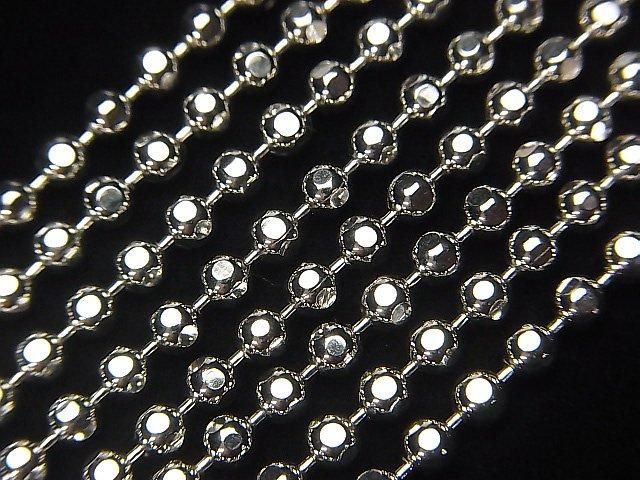 Silver 925 Cut Ball Chain 3mm Rhodium Plated [45cm][50cm] Necklace 1pc