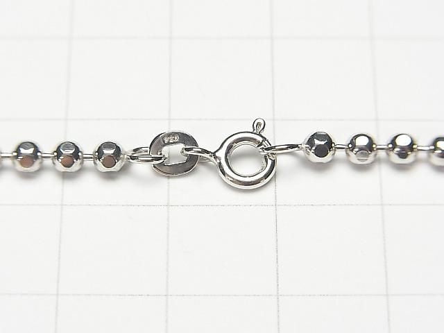 Silver 925 Cut Ball Chain 3mm Rhodium Plated [45cm][50cm] Necklace 1pc