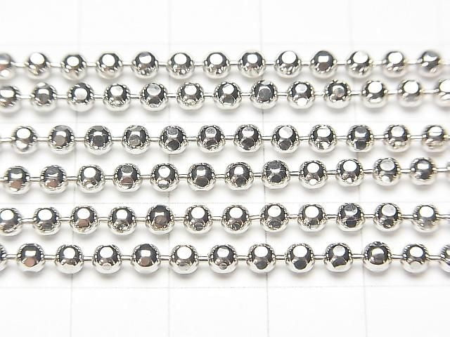 Silver 925 Cut Ball Chain 3mm Rhodium Plated [45cm][50cm] Necklace 1pc