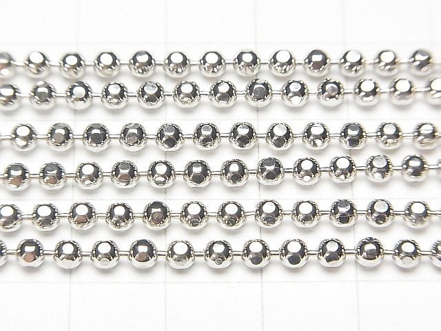 Silver925 Cut Ball Chain 3mm Rhodium Plated [45cm][50cm] Necklace 1pc