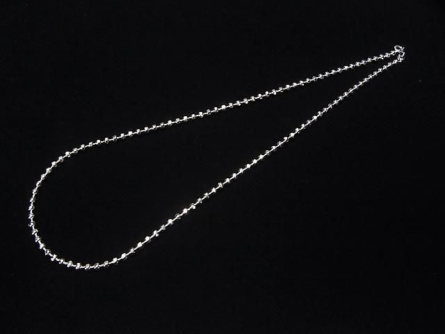 Silver 925 Cut Ball Chain 3mm Rhodium Plated [45cm][50cm] Necklace 1pc