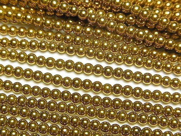 Hematite Round 2mm gold coated 1strand beads (aprx.15inch/38cm)