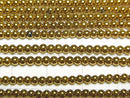 Hematite Round 2mm gold coated 1strand beads (aprx.15inch/38cm)