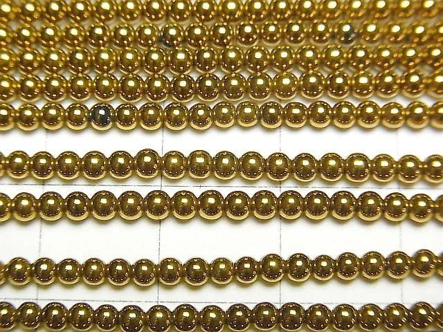Hematite Round 2mm gold coated 1strand beads (aprx.15inch/38cm)