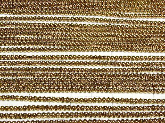 Hematite Round 2mm gold coated 1strand beads (aprx.15inch/38cm)