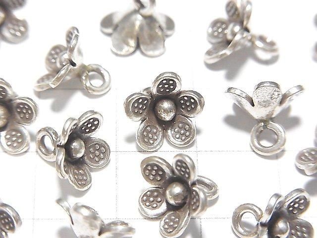 Karen Silver Flower Ornament Charm 10x10x4mm 1pc