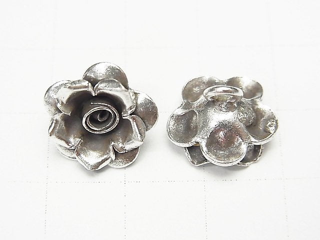 Karen Hill Tribe silver rose ornaments charm 13 x 13 x 5 mm 1 pc